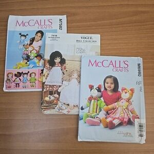 VOGUE Doll Collection & McCalls Crafts Doll & Plush Sewing Patterns Bundle of 3